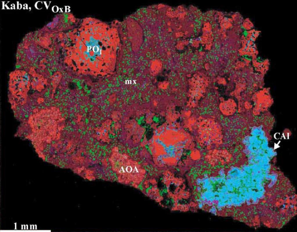 Kabai kondrit Combined elemental map of chondrite from