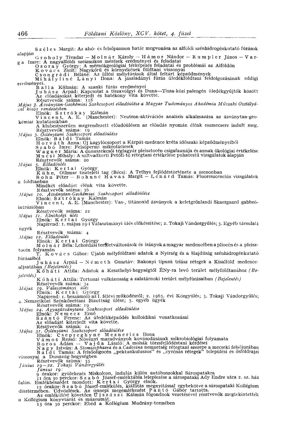 466 Földtani Közlöny, XCV. kötet, 4.