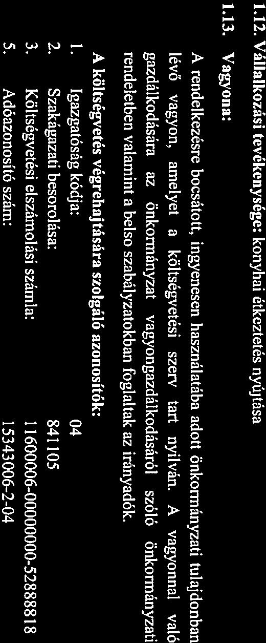 Igzgtóság kódj: 04 2. Szkágzti besorolás: 841105 3. Költségveti elszámolási száml: 11600006-00000000-52888818 5. Adózonosító szám: 15343006-2-04 2. FEJEZET A Hivtl feldti 2.1. A Hivtl Mgyrország helyi önkormányztiról szóló 2011.