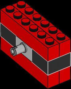 építőkocka, 4 db piros 2x2 LEGO építőkocka, 3 db