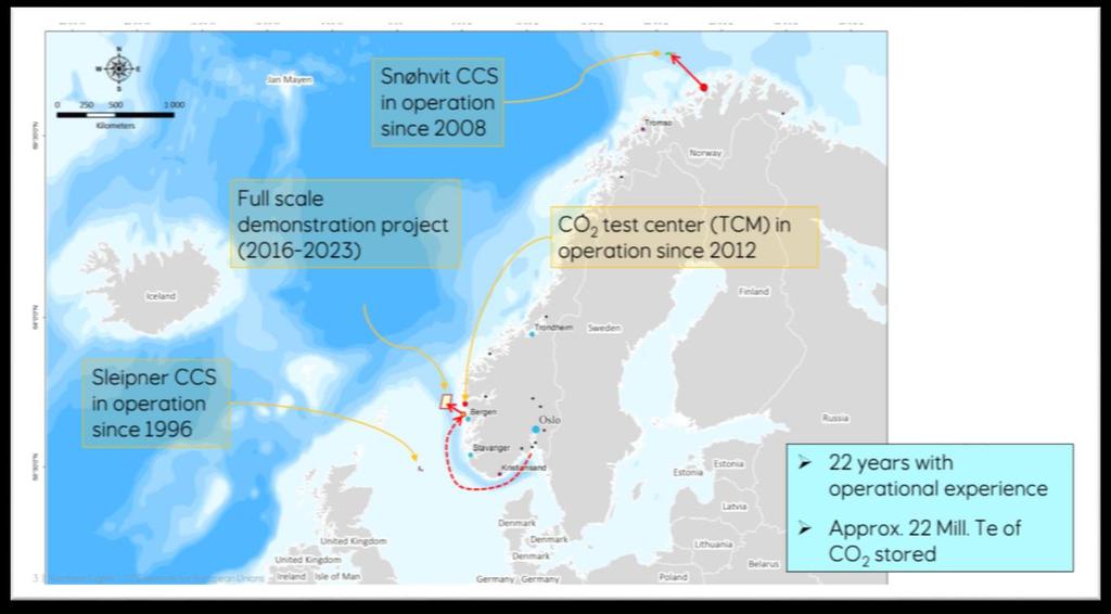 1. ábra Norvégiai tapasztalatok CCS terén Jelenleg egész Európában újra nagy figyelem irányul a CCS-re mint a szén-dioxid kibocsátás csökkentés egyik lehetőségére.