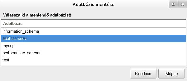 Az eszközt elindítva válassza az Adatbázis mentése fájlba lehetőséget, majd az adatbázishoz való kapcsolódás után válassza ki a