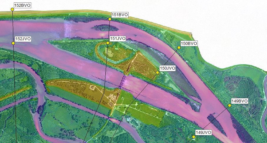 szakaszán a kiszélesedő hullámtéri ág alkalmas a kiülepedésre és feltöltődésre (60. ábra, 146 VO,1 838+196 fkm). A 59. ábrán látható a 146 VO és környezete. 57.