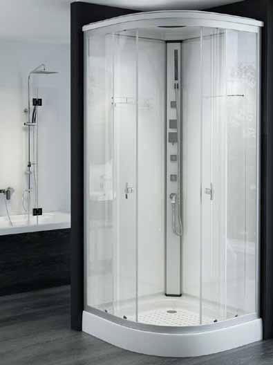 HIDROMASSZÁZS ZUHANYKABINOK Negyedköríves hidromasszázs zuhanykabin 22.1032 90x90x222 cm 5 mm vastag, víztiszta biztonsági üvegek és ajtók.