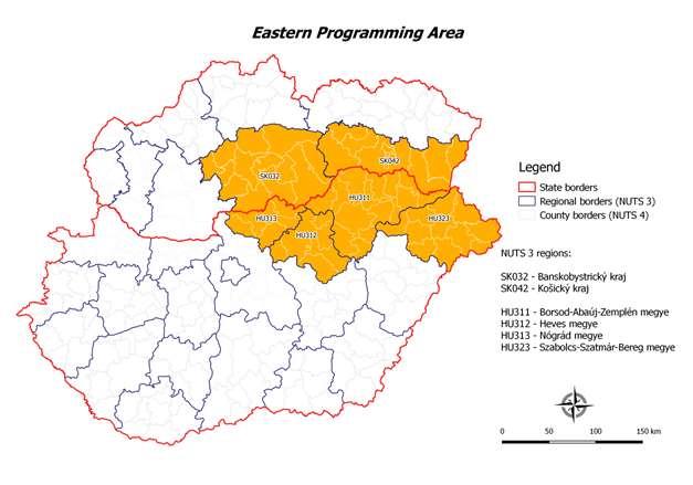 A keleti programterületen meghatározott jogosult területek Szlovák Köztársaság SK032 Banskobystrický kraj SK042 Košický