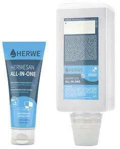 Bőrvédő krém Herwesan All-In-One Változó munkahelyi anyagok esetén Könnyen kenhető, gyorsan felszívódó O/W bőrvédő emulzió Újfajta filmképző rendszerrel a vízben oldódó és vízben nem