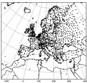 Az E-OBS közreadása rendkívül nagy jelentőségű, mivel egyrészt minden korábbi adatbázisnál több európai mérést használ fel térben (1.