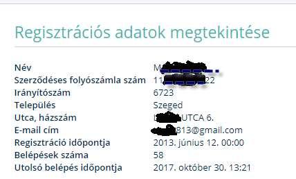 9. Regisztrációs adatok Megtekintheti és módosíthatja a regisztráció során