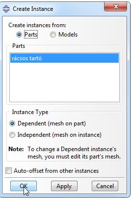 Ehhez kattintsunk az Assembly modul Create Instance ikonjára, majd a megjelenő ablakot OK-zuk le. C1 C2 D MODULE STEP lépések megadása A Step modulban a végrehajtandó vizsgálat(ok) típusát (pl.