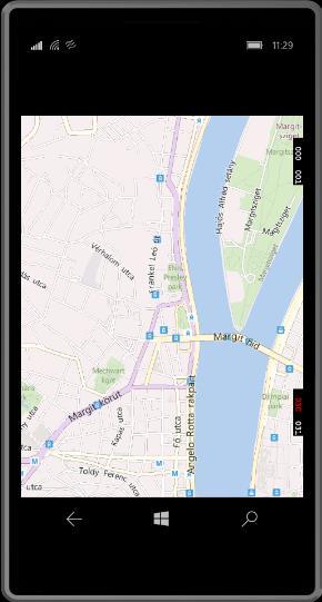 Térképszolgáltatás kiválasztása Fejlesztés továbbra is Windows alapú mobiltelefonon HERE Maps, Google Maps nem támogatott, csak a Bing Maps MapControl elem