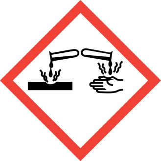 A veszély azonosítása Az anyag vagy keverék osztályozása Piktogrammok: Az (EC) 1272/2008. jogszabály szerint Bőrmarás (1B osztály) Célszervi toxicitás - egyszeri expozíció (3.