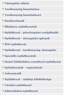 A kötelezően kitöltendő mezők sárgák, ezek kitöltése
