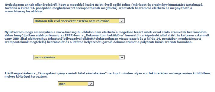 legördülő mező vezeti a pályázót) Csak NEA-UN-