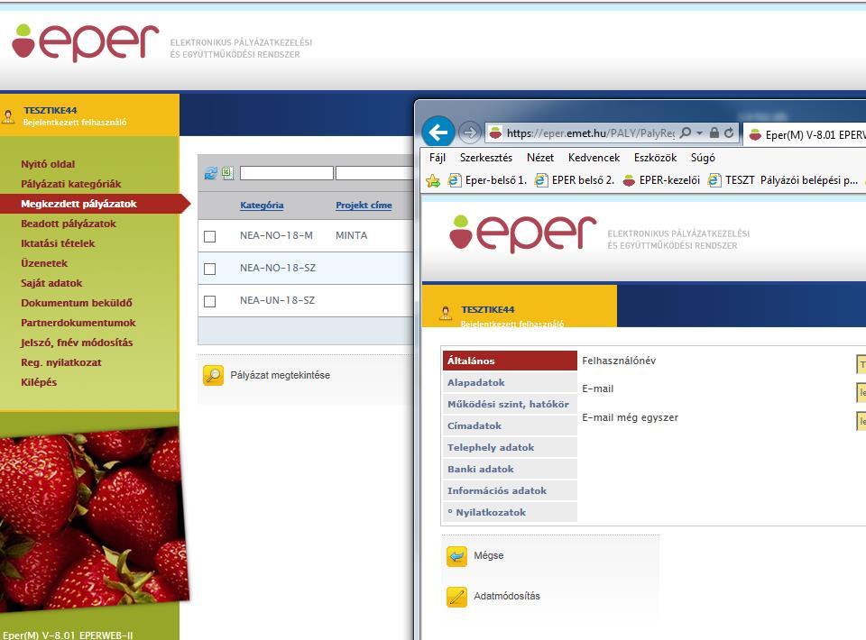 EPER-felület megnyitása (internet Explorerben) - böngésző menüsorában: Fájl/Új