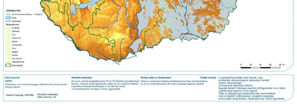 Magyarország belvíz kockázati térképe, alacsony 1 10-3 elöntési gyakoriságra Forrás: www.vizugy.