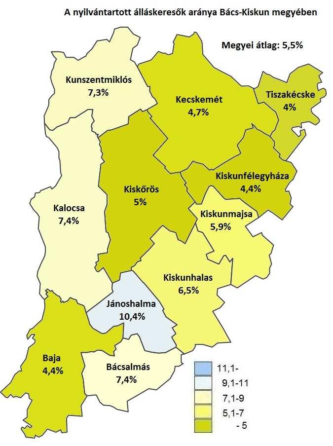 A megyei munkanélküliség jellemzői A nyilvántartott álláskeresők arányának alakulása (a gazdaságilag aktív népesség %-ában) Járás A nyilvántartott álláskeresők aránya, % a/ 2018 2018 2017 április