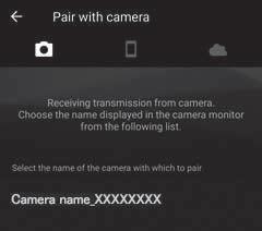 Ha a képernyő jobb felső részén található Skip (Kihagy) lehetőségre koppintva nem csatlakozott a fényképezőgépre, amikor a SnapBridge alkalmazást első alkalommal indította el, koppintson a Pair with