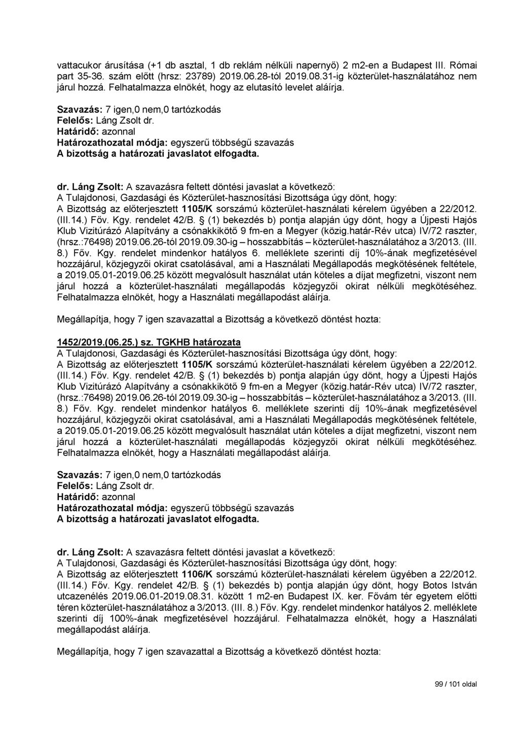 vattacukor árusítása (+1 db asztal, 1 db reklám nélküli napernyő) 2 m2-en a Budapest III. Római part 35-36. szám előtt (hrsz: 23789) 2019.06.28-tól 2019.08.