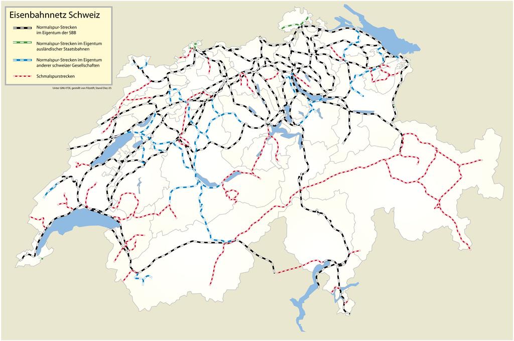 A svájci vasút gyakorlatilag teljes egészében villamosított.