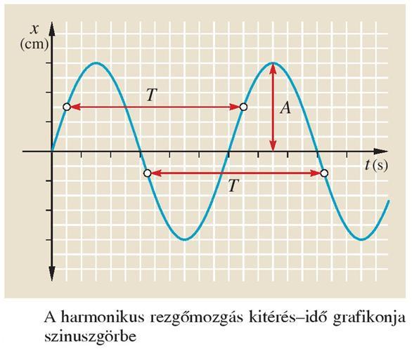 A rezgőmozgás jellemző adatai: - Az egyensúlyi helyzettől mért pillanatnyi (előjeles) távolságot kitérésnek nevezzük.