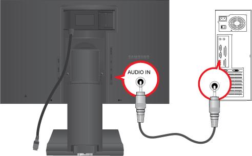 Csatlakoztassa a monitor hátulján található [AUDIO IN] csatlakozót a számítógép