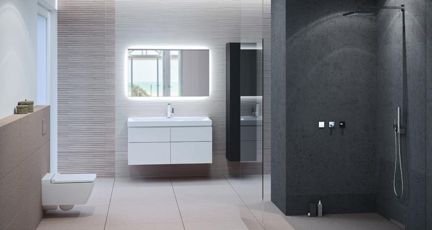 SZEMÉLYRE SZABOTT Fürdőszoba a saját ízlésének megfelelően. Tervezzen egyedülálló fürdőszobát, amely csak az Öné! Tegye személyessé a fürdőszobáját alapanyagok vagy mintázatok egyedi választékával!