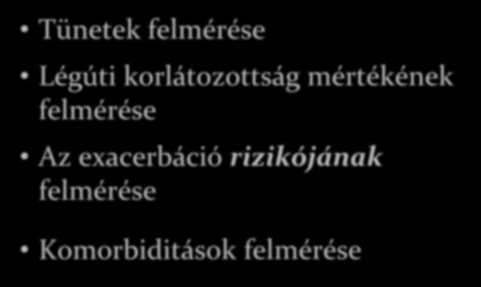 COPD állapotfelmérés Tünetek felmérése Légúti korlátozottság mértékének