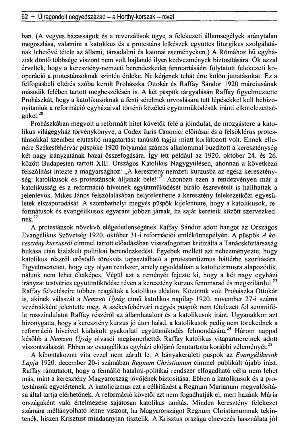 62 ~ Újragondolt negyedszázad - a Horthy-korszak - rovat ban.