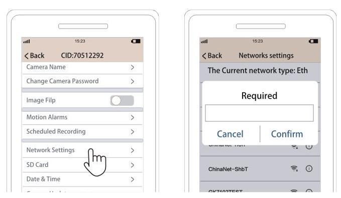 Koppintson a Settings ikonra, majd érintse meg a Network Settings elemet. Válassza ki a hozzáadni kívánt WiFi nevét, majd adja meg a WiFi-jelszót.