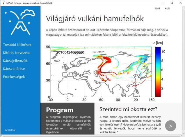 követett hamu- és gázfelhőket a felhasználó által megadott számú, sűrűségű és méretű részecske testesíti meg a szimulációkban, ezen részecskék útvonalát határozza meg a program a szimulációk során.