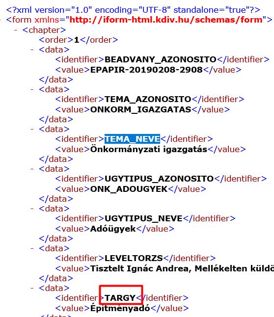 Ekkor az irat tárgya a példa szerinti irat esetében Építményadó lesz. 2. Alapértelmezett tárgy kitöltése a sablon paraméterei között Figyelem!