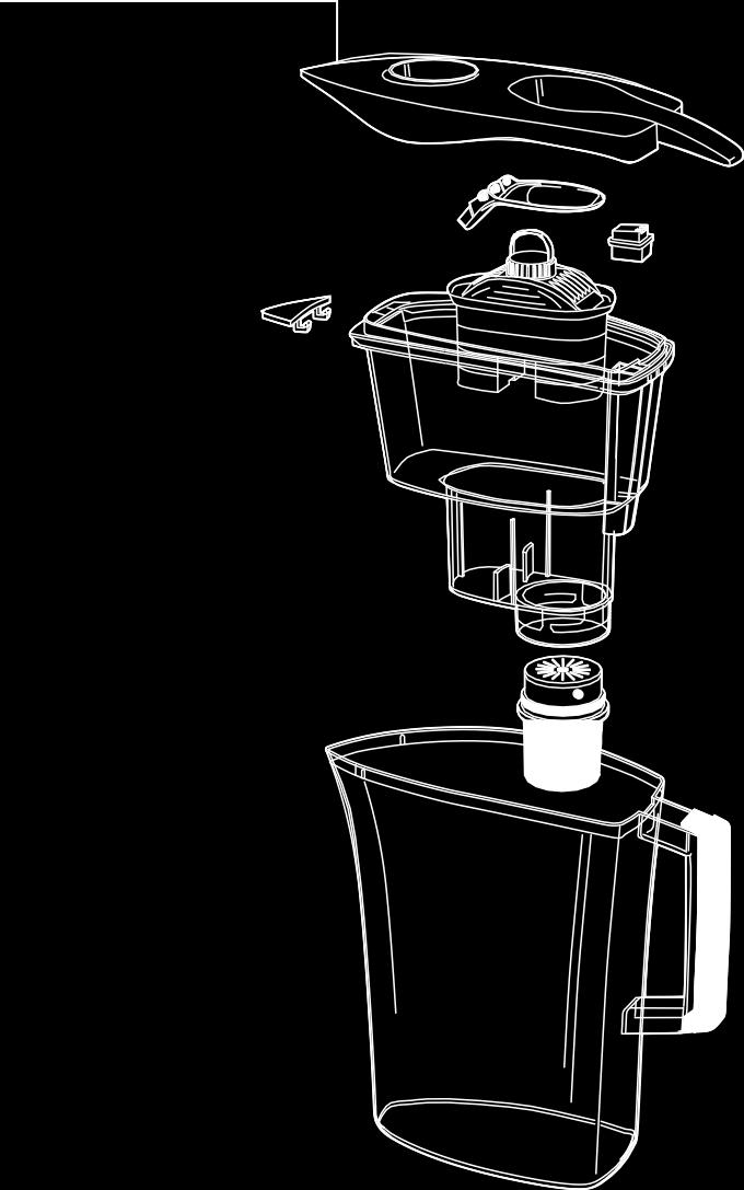 A Lid Fedő Tapa c Automat ic Quick- Fill Automata kitöltő Automático relleno rápido COMPONENTS Komponensek COM PONENTES B -Cartridge life indicator -patron élettartam