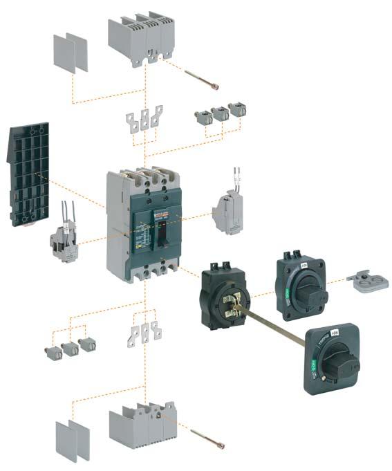 Megszakítók A villamos és a mechanikai tartozékok áttekintése EasyPact EZ100 Az EasyPact EZ100 megszakítóhoz számos tartozék létezik a különözõ alkalmazási igények kielégítése és a eépítés