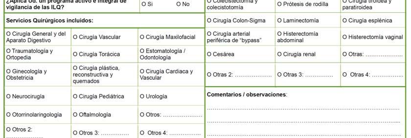 de servicios incluídos y nº de intervenciones.