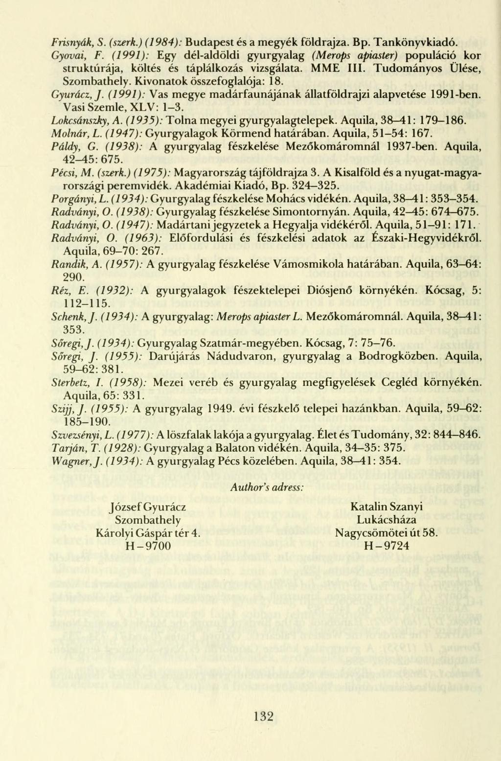 Frisnyák, S. (szerk.) (1984): Budapest és a megyék földrajza. Bp. Tankönyvkiadó. Gyovai, F.