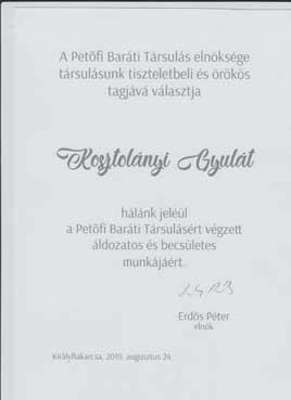 Kosztolányi Gyula a Kossuth Zsuzsanna Szakképző Iskola nyugalmazott igazgatója indította el a települések közötti kapcsolatépítést több mint tíz esztendeje a királyfiakarcsai székhelyű irodalmi