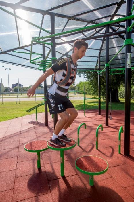 - C típusú sportpark általánosan fejlesztő gyakorlatsor középkorúak számára Gyakorlat neve: folyamatos felugrások a lépegetőre Kiinduló helyzet: hajlított állás, karok rézsútos mélytartásban 1.