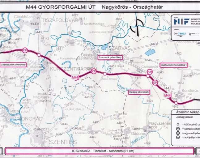 I/1. Békéscsaba városának bekötése az európai és magyar gyorsforgalmi út hálózatába: M44 fejlesztése M5 Nagykőrös Kunszentmárton Szarvas Békéscsaba útvonalon haladva jelentené Békés megye kapcsolatát