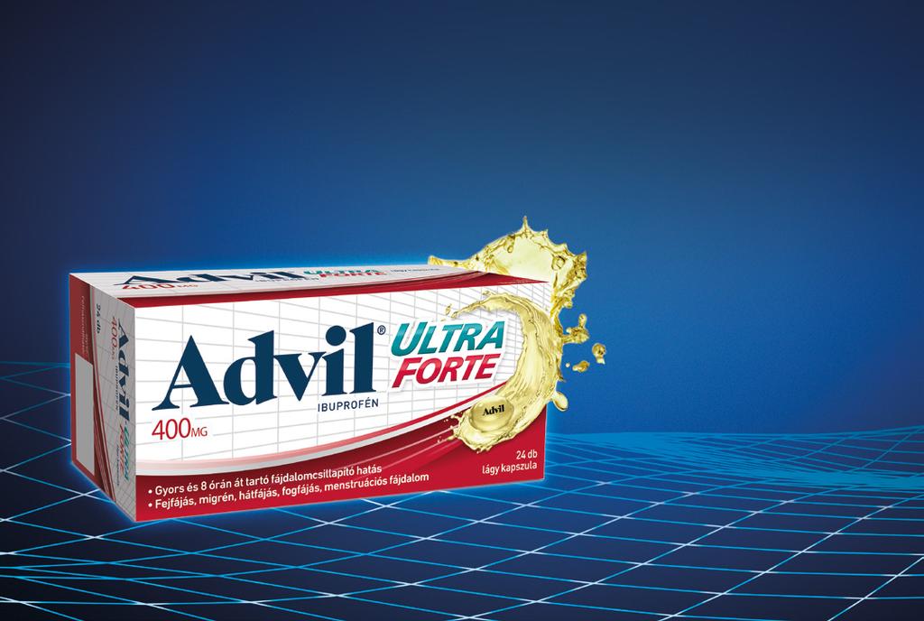 Pfizer Kft. 1123 Budapest, Alkotás u. 53., MOM Park Az Advil Ultra Forte lágy kapszula gyors és hatékony fájdalomcsillapító, lázcsillapító és gyulladásgátló hatással.