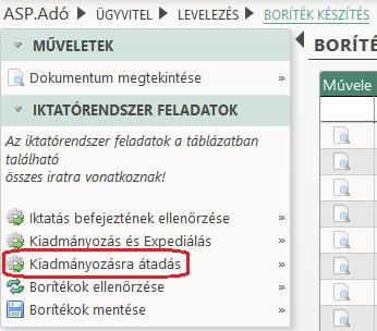 A funkció lényege, hogy a táblázatban szereplő tételek esetében nem történik meg automatikusan a kiadmányozás (így az elektronikus aláírás sem), az expediálás és a postázásra átadás, hanem a folyamat