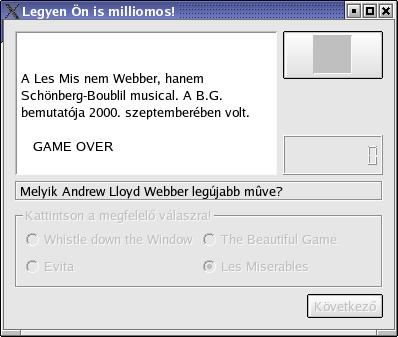 MillMain::checkAnswer(int) - tervezés connect( ansgroup, SIGNAL( clicked(int) ), this, SLOT( checkanswer(int) ) ); az aktuális kérdéshez tartozó magyarázat megjelenítése a válasz ellenőrzése