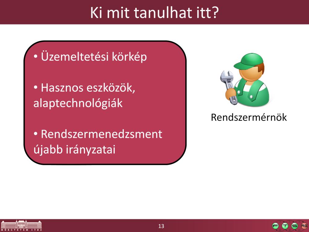 Messze nem fogunk minden üzemeltetési területet érinteni a félév folyamán, csak párat kiemelünk.