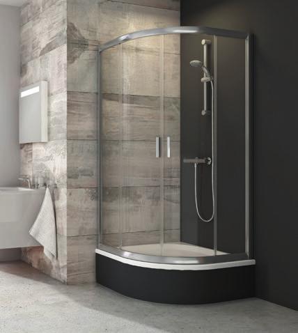Negyedköríves zuhanykabinok BLCP4 - négyrészes, negyedköríves, elcsúsztatható zuhanykabin Tér- és költséghatékony megoldás.