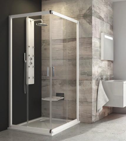 Sarokbelépős zuhanykabinok BLRV2 - elcsúsztatható, négyrészes zuhanykabin sarok belépővel Négyzet