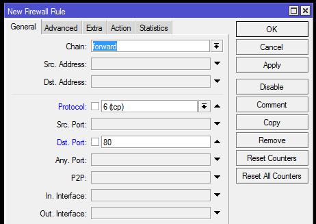 Chain: forward Adj hozzá drop forward szabályt a filterhez mely tiltja a http