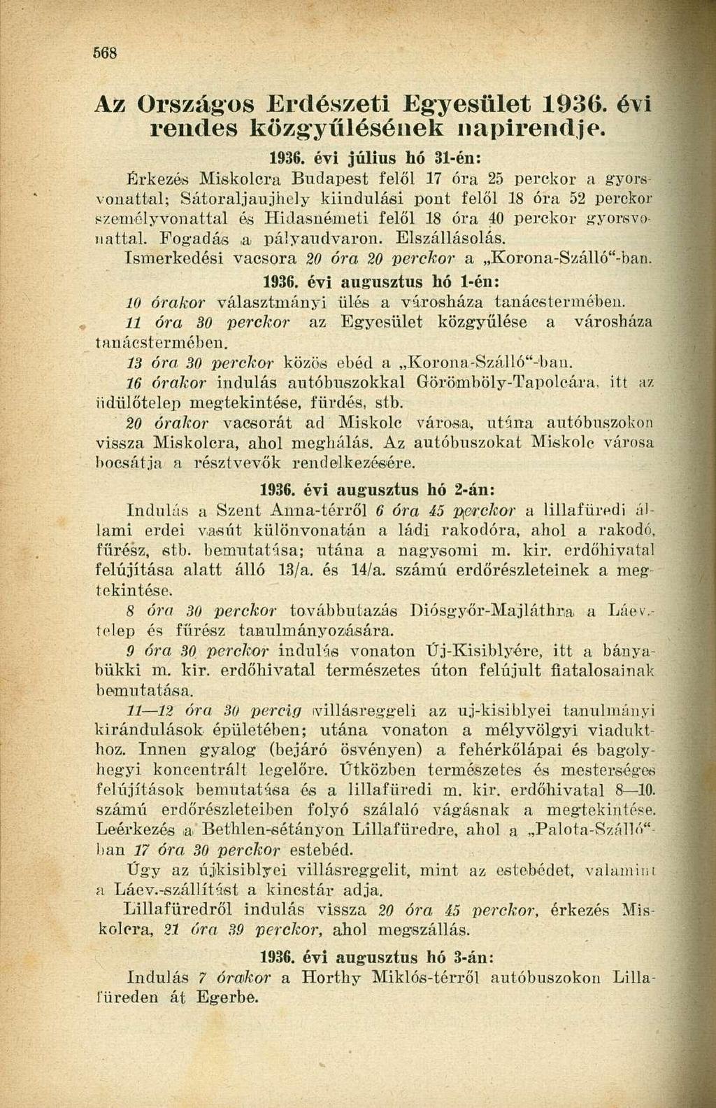 Az Országos Erdészeti Egyesület 1936.