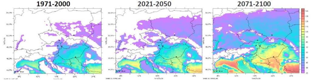 elvek alkalmazása A tartós, komoly hőségből (napi középhőmérséklet legalább három napig eléri a 27 C-ot) származó napok összege Budapest-Belterület