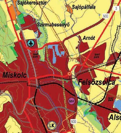 Megyei Területrendezési Terv előírásai az irányadóak azokban az esetekben, ahol az OTRT nem ad új előírást.. A B.-A.-Z. Megyei Térségi sze