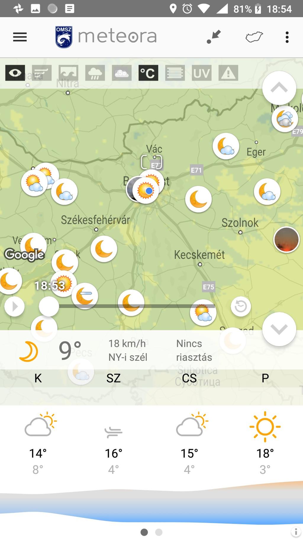 MET-ÉSZ adatok A Meteorában MET-ÉSZ észlelések megjelenítése a