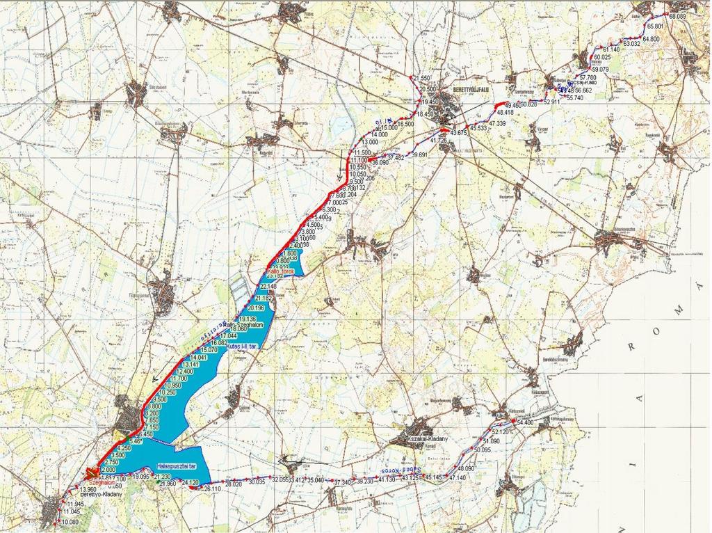 TIVIZIG és KÖVIZIG hidrológiai mérőállomásai elhelyezkedése Pocsaj 67+400 Berettyóujfalú 43+400